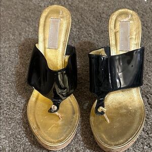 Michael Kors Black and Gold Sandals